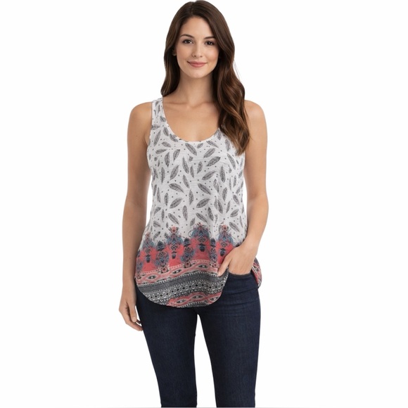 Boho Feather Print Racerback Top - Picture 9 of 9